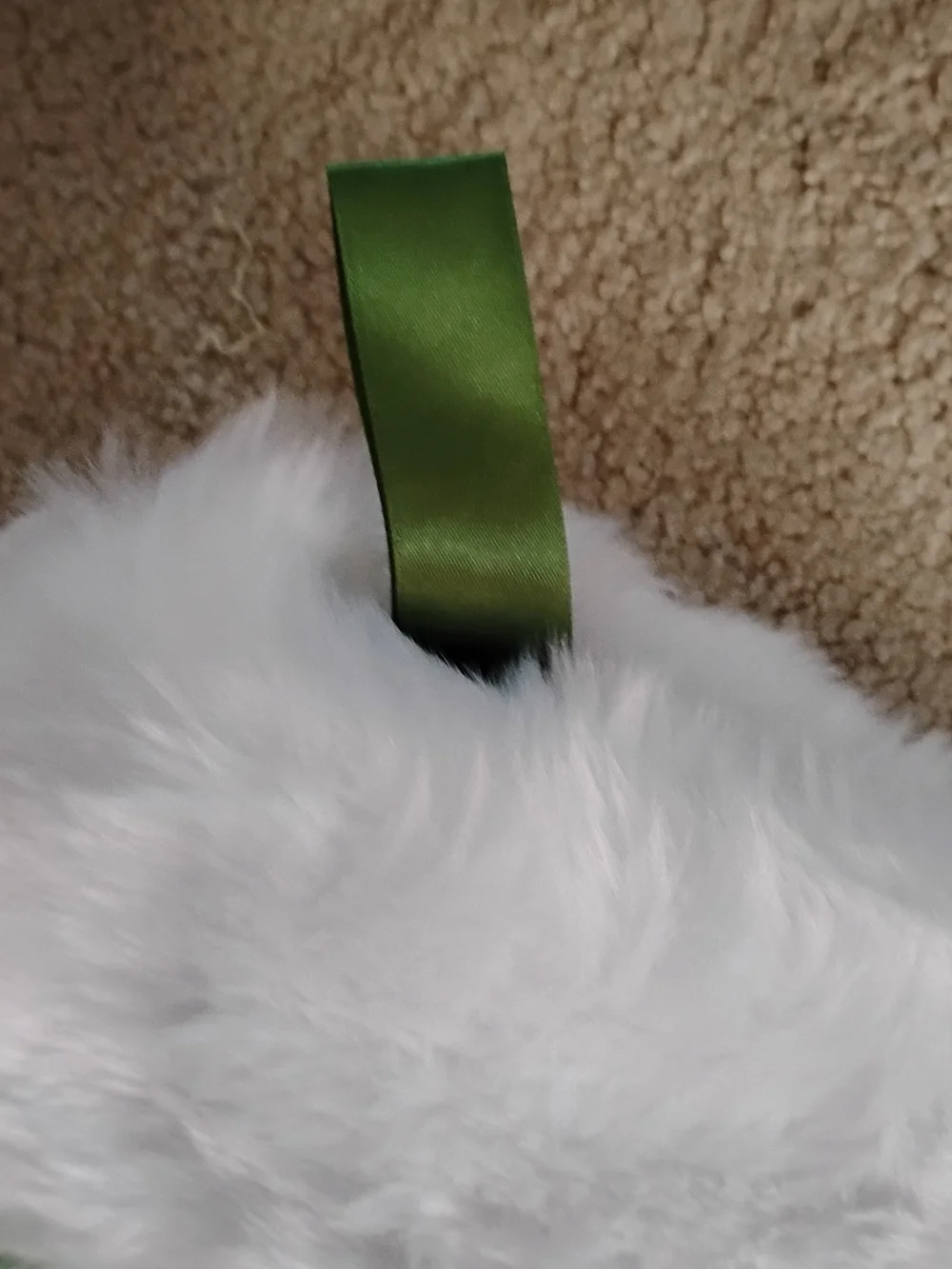 Brand New Pair of Fuzzy Holiday Stockings in Green and Pink
